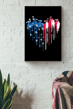 American Heart Falmingo For 4th Of July Happy American Dependent's Day Canvas Framed Prints, Canvas Paintings Wrapped Canvas 20x30