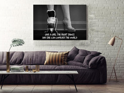 Give A Girl Right Shoes Motivation Quote Gift For Ice Skating Lover Dancer Framed Prints, Canvas Paintings Wrapped Canvas 16x24