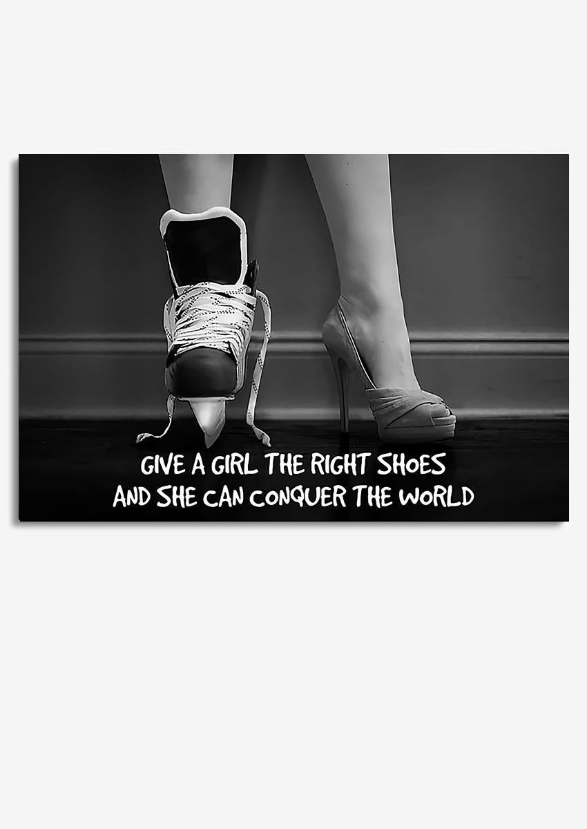 Give A Girl Right Shoes Motivation Quote Gift For Ice Skating Lover Dancer Framed Prints, Canvas Paintings Wrapped Canvas 8x10