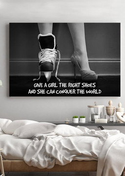 Give A Girl Right Shoes Motivation Quote Gift For Ice Skating Lover Dancer Framed Prints, Canvas Paintings Wrapped Canvas 12x16