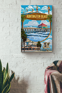 Huntington Beach In California Canvas Travel Gift For Beach Lover Tourist Souvenir Traveling Lover Canvas Gallery Painting Wrapped Canvas Framed Prints, Canvas Paintings Wrapped Canvas 8x10