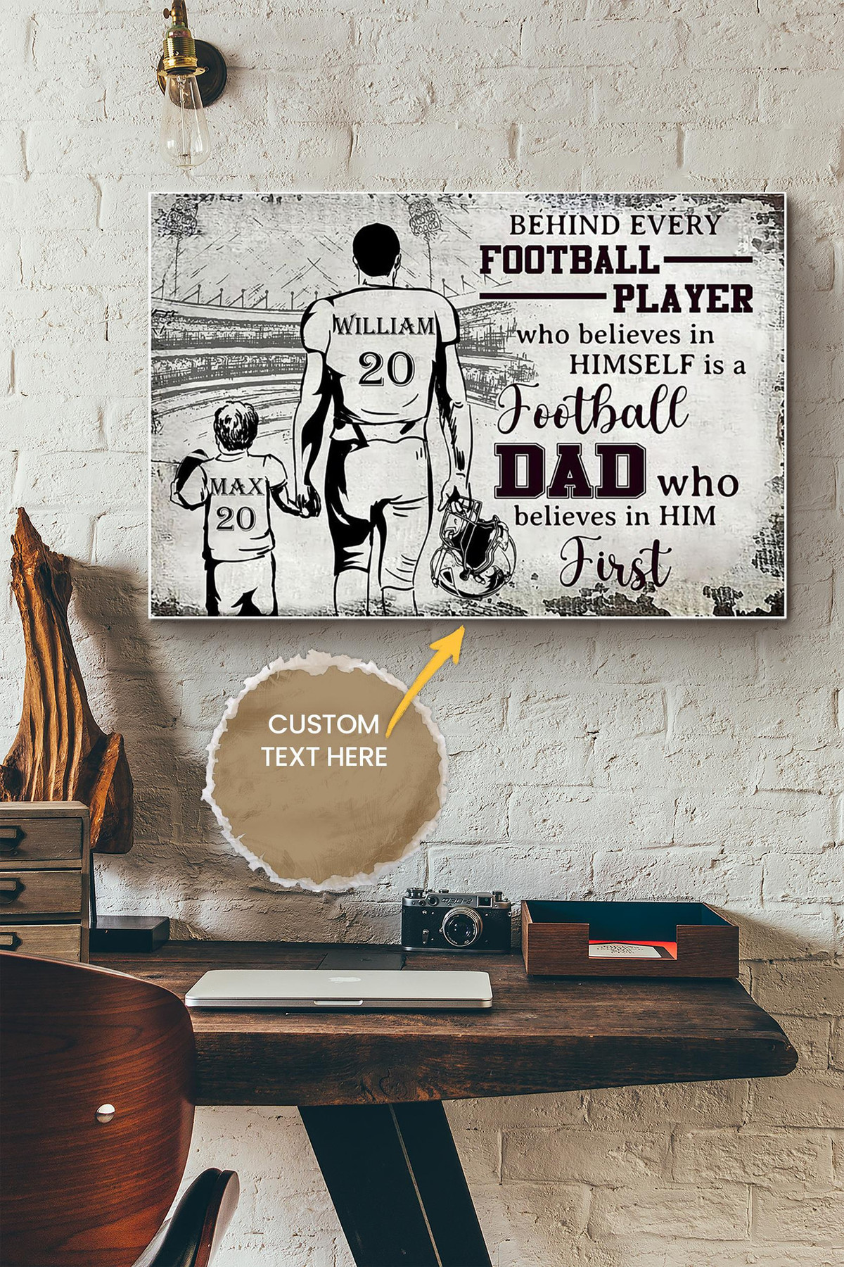 Football Player Behind Them Personalized Canvas Sport Gift For Football Lover Footballer Canvas Gallery Painting Wrapped Canvas Framed Prints, Canvas Paintings Wrapped Canvas 8x10