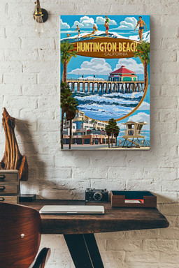 Huntington Beach In California Canvas Travel Gift For Beach Lover Tourist Souvenir Traveling Lover Canvas Gallery Painting Wrapped Canvas Framed Prints, Canvas Paintings Wrapped Canvas 12x16