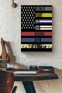 Correction Dispatch On American Flag Canvas Decor Gift For Ems Nurse Firefighter Police Military American Canvas Gallery Painting Wrapped Canvas Framed Prints, Canvas Paintings Wrapped Canvas 12x16