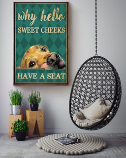 Dog Why Hello Sweet Cheeks Have A Seat Dog For Bathroom Decor Canvas Gallery Painting Wrapped Canvas Framed Prints, Canvas Paintings Wrapped Canvas 16x24