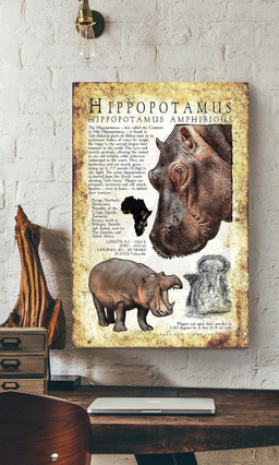 Hippopotamus Canvas Print Animal Gift For Scientist Zoologist Canvas Gallery Painting Wrapped Canvas Framed Prints, Canvas Paintings Wrapped Canvas 12x16