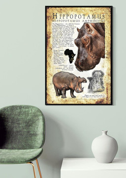 Hippopotamus Canvas Print Animal Gift For Scientist Zoologist Canvas Gallery Painting Wrapped Canvas Framed Prints, Canvas Paintings Wrapped Canvas 20x30