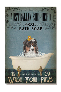 Australian Shepherd Bath Soap Wash Your Paws For Dog Owner Bathroom Decor Canvas Gallery Painting Wrapped Canvas Framed Prints, Canvas Paintings Wrapped Canvas 8x10