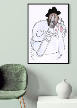 Funny Old Man Playing Trumpet For Trumpet Lover Music Theatre Decor Canvas Gallery Painting Wrapped Canvas Framed Prints, Canvas Paintings Wrapped Canvas 20x30