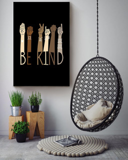 Be Kind With Everybody Sign Language Gift For Black Lives Matter Stop Asian Hate Canvas Wrapped Canvas 24x36