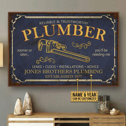Aeticon Gifts Personalized Plumber Reliable Trustworthy Canvas Home Decor Wrapped Canvas 8x10