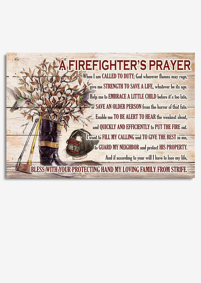 Firefighter's Prayer Motivation Quote Gift For Fireman Fire Dept Decor Framed Prints, Canvas Paintings Wrapped Canvas 8x10