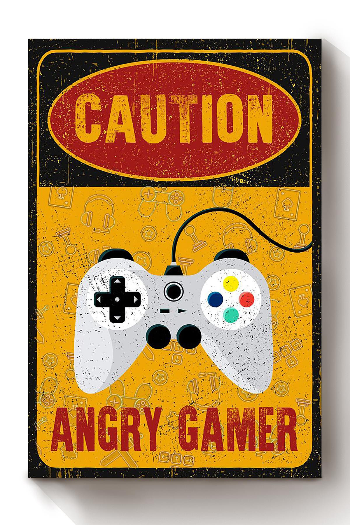 Caution Angry Gamer Canvas, Video Game , For Gamer Gift, Canvas Framed Prints, Canvas Paintings Wrapped Canvas 8x10
