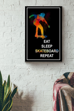 Eat Sleep Skateboard And Repeat Skateboard Colorful Canvas Canvas Gallery Painting Wrapped Canvas  Wrapped Canvas 8x10