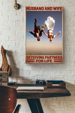 Husband And Wife Skydiving Partners For Life Canvas Sport Gift For Wedding Couple Skydiving Lover Sport Lover Athletes Canvas Gallery Painting Wrapped Canvas Framed Prints, Canvas Paintings Wrapped Canvas 12x16