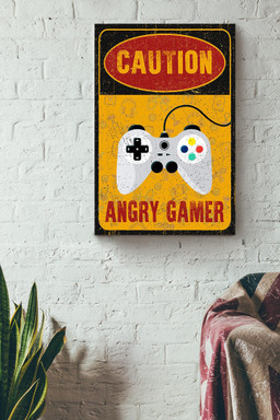 Caution Angry Gamer Canvas, Video Game , For Gamer Gift, Canvas Framed Prints, Canvas Paintings Wrapped Canvas 12x16