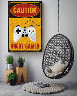 Caution Angry Gamer Canvas, Video Game , For Gamer Gift, Canvas Framed Prints, Canvas Paintings Wrapped Canvas 16x24