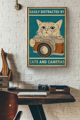 Easily Distracted By Cats And Cameras Canvas Animal Gift For Cat Lover, Cameraman, Photographer Canvas Gallery Painting Wrapped Canvas Framed Prints, Canvas Paintings Wrapped Canvas 12x16