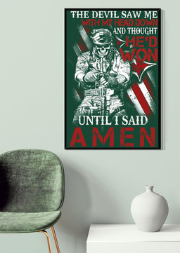 Devil Saw Me Until I Said Amen Motivation Quote Gift For Police Veteran Canvas Framed Prints, Canvas Paintings Wrapped Canvas 20x30