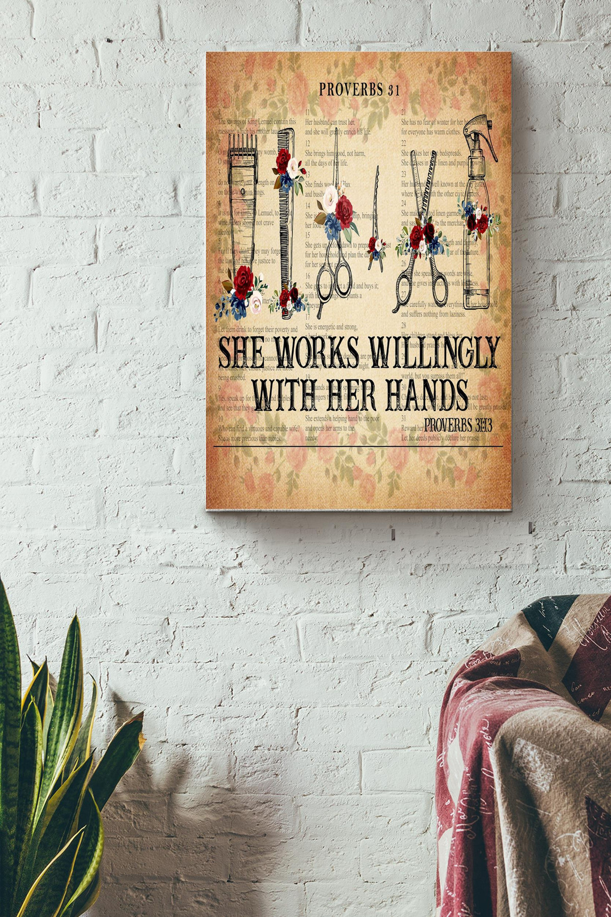 Hairstylist She Works Willingly With Her Hands Proverbs 13 13 Canvas Canvas Gallery Painting Wrapped Canvas  Wrapped Canvas 8x10