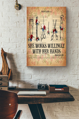Hairstylist She Works Willingly With Her Hands Proverbs 13 13 Canvas Canvas Gallery Painting Wrapped Canvas  Wrapped Canvas 12x16