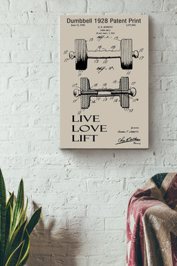 Dumbbell 1928 Patent Print Live Love Lift Fitness Canvas Canvas Gallery Painting Wrapped Canvas  Wrapped Canvas 8x10