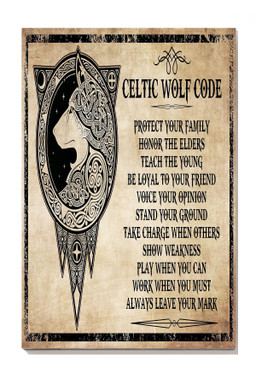 Celtic Wolf Code Motivation Quote For Housewarming Canvas Framed Prints, Canvas Paintings Wrapped Canvas 8x10