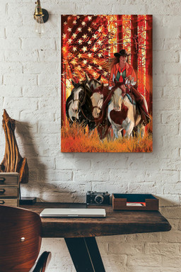 Cowgirl 4th Of July Flag Us Canvas Horse Riding Cowgirl Cowboy Gift American Independent Day Canvas Framed Prints, Canvas Paintings Wrapped Canvas 20x30