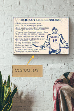 Hockey Life Rules Lessons Personalized Canvas Sport Gift For Hockey Player Hockey Love Canvas Gallery Painting Wrapped Canvas Framed Prints, Canvas Paintings Wrapped Canvas 12x16