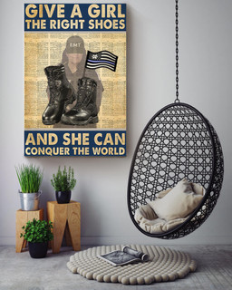 Give A Girl The Right Shoes And She Can Conquer The World For Female Emt Gift Canvas Wrapped Canvas 16x24