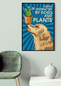 Easily Distracted By Dogs And Plants For Dog Lover Gardener Farmhouse Decor Canvas Gallery Painting Wrapped Canvas Framed Prints, Canvas Paintings Wrapped Canvas 20x30