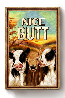 Funny Cows Nice Bum Vintage Retro Gift For Farmer Canvas Wrapped Canvas 8x10