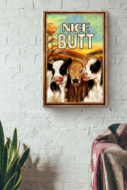 Funny Cows Nice Bum Vintage Retro Gift For Farmer Canvas Wrapped Canvas 12x16