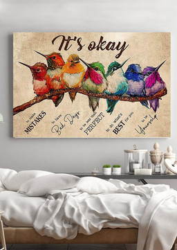 Hummingbirds It's Okay To Not Be Okay Motivation Quote For Housewarming Framed Prints, Canvas Paintings Wrapped Canvas 12x16