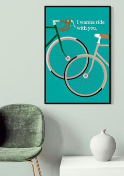 Cycling Couple I Wanna Ride With You Gift For Housewarming Canvas Gallery Painting Wrapped Canvas Framed Prints, Canvas Paintings Wrapped Canvas 20x30