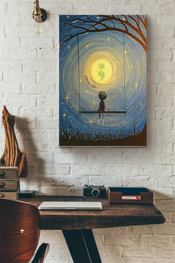 Child In Moonlight Stay Alone Canvas Painting Gift For Artist Moon Lover Painter Kids Canvas Gallery Painting Wrapped Canvas Framed Prints, Canvas Paintings Wrapped Canvas 12x16
