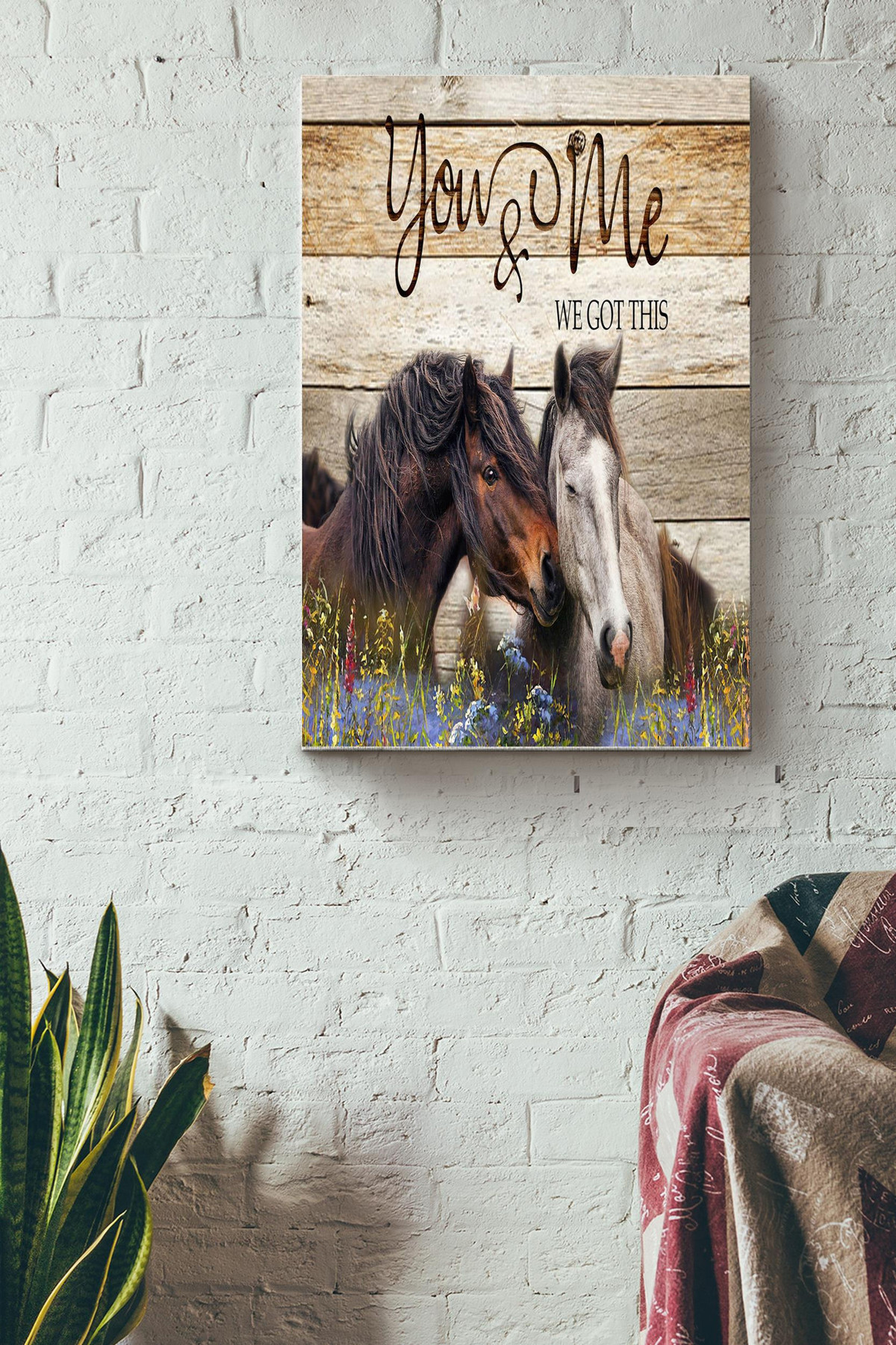 Horses Kissing You And Me We Got This Canvas Family Sign Decor Birthday Christmas Wedding Housewarming Gift Ready To Hang Canvas Gallery Painting Wrapped Canvas Framed Prints, Canvas Paintings Wrapped Canvas 8x10