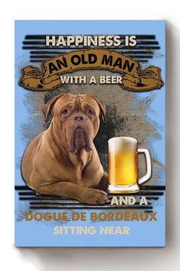 Dogue De Bordeaux Sitting Near Old Man Gift For U Canvas Wrapped Canvas 8x10