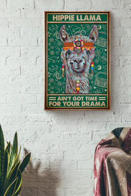 Hippie Llama Ain't Got Time For Your Drama Vintage Cool Git For Alpaca Lover Canvas Wrapped Canvas 12x16