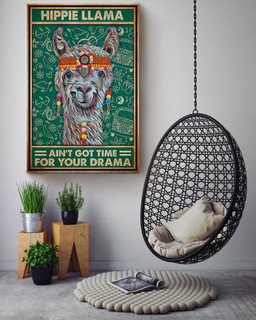 Hippie Llama Ain't Got Time For Your Drama Vintage Cool Git For Alpaca Lover Canvas Wrapped Canvas 16x24