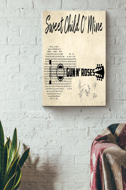 Guns N Roses Sweet Child O Mine Lyric Guitar Typography Canvas Canvas Gallery Painting Wrapped Canvas  Wrapped Canvas 8x10