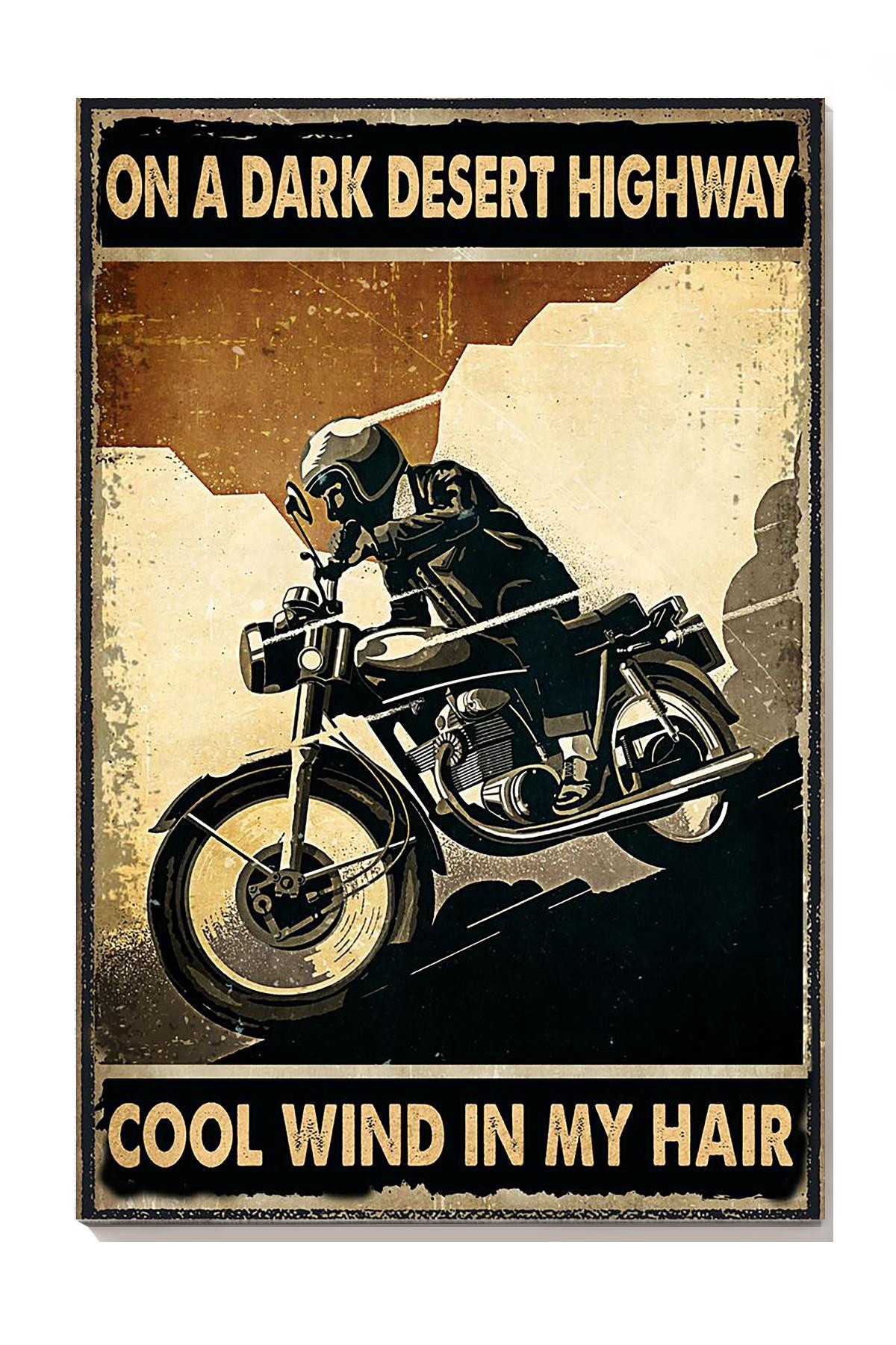 Cool Wind In My Hair For Garage Decor Motobike Retro Print Rider Canvas Wrapped Canvas 8x10