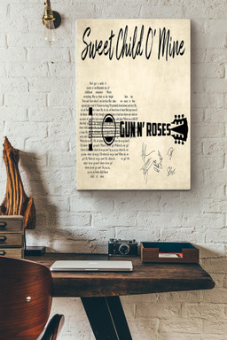 Guns N Roses Sweet Child O Mine Lyric Guitar Typography Canvas Canvas Gallery Painting Wrapped Canvas  Wrapped Canvas 12x16