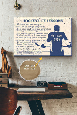Hockey Life Lessons Personalized Canvas Sport Gift For Hockey Player Hockey Lover Canvas Gallery Painting Wrapped Canvas Framed Prints, Canvas Paintings Wrapped Canvas 8x10