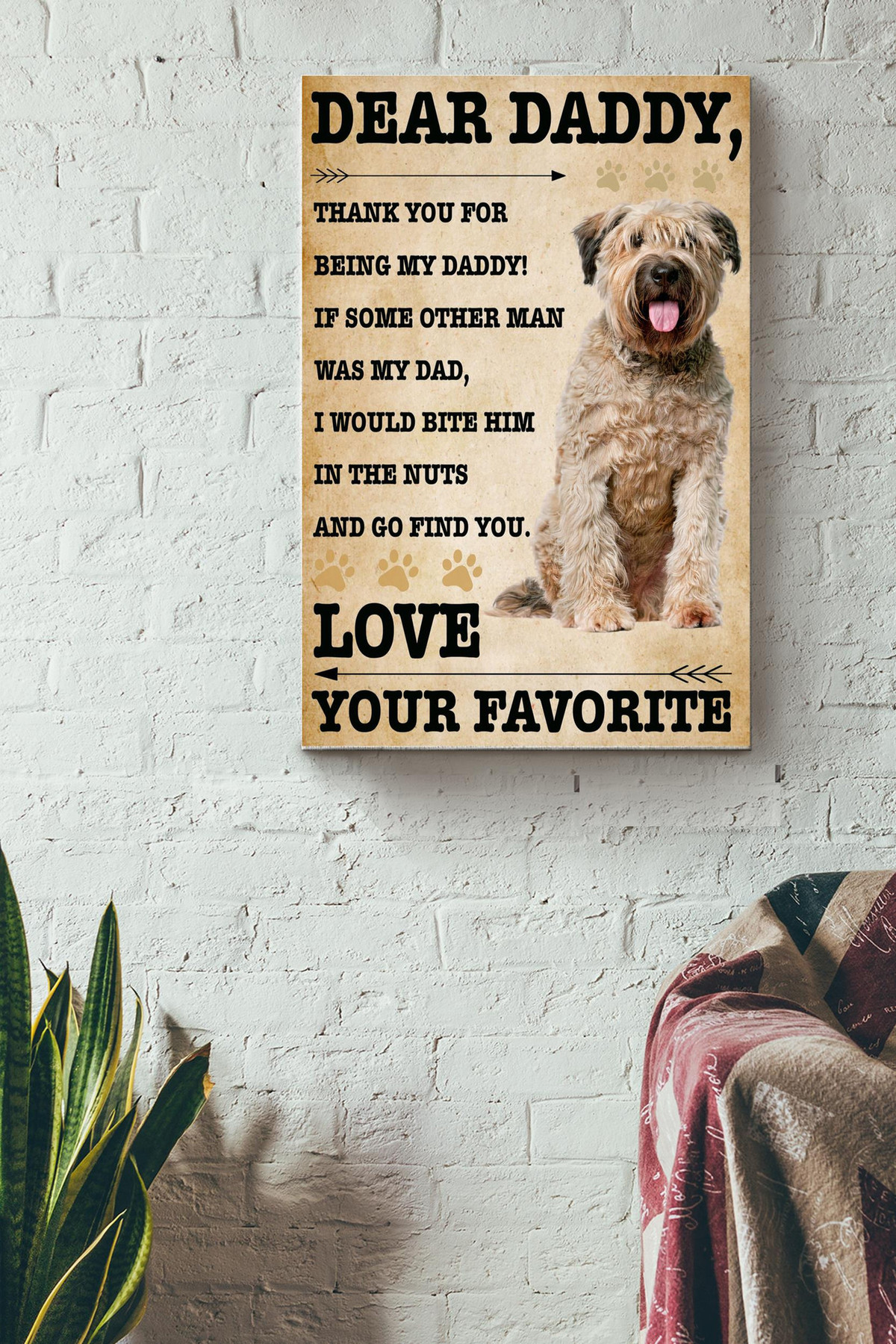 Dear Daddy Thank You For Being My Dad Canvas Fatherhood Gift For Father Dad Daddy Papa Father Day Dad Birthday Livingroom Decor Dog Lover Canvas Gallery Painting Wrapped Canvas Framed Prints, Canvas Paintings Wrapped Canvas 8x10