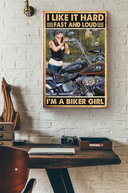 I Like It Hard Fast Loud Im Biker Girl Canvas Decor Canvas Gift For Girl Girlfriend Dirty Biker Lover Motorcycle Club Dirt Bike Girl Racing Girl Racer Canvas Gallery Painting Wrapped Canvas Framed Prints, Canvas Paintings Wrapped Canvas 12x16
