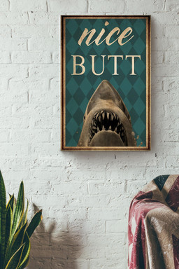Funny Shark Nice Bum Vintage Retro Gift For Housewarming Canvas Wrapped Canvas 12x16