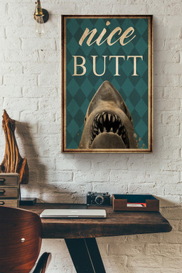 Funny Shark Nice Bum Vintage Retro Gift For Housewarming Canvas Wrapped Canvas 20x30