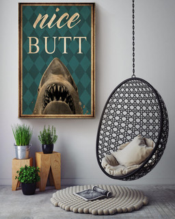 Funny Shark Nice Bum Vintage Retro Gift For Housewarming Canvas Wrapped Canvas 16x24