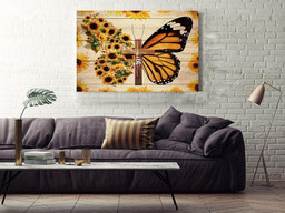 Faithful Sunflower Butterflies Drawing Gift For Memorial Day Christan  Wrapped Canvas 16x24